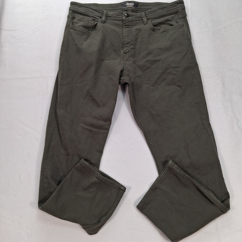 Revtown Pants Mens 38 Sharp Decade Denim Olive Green Stretch EUC